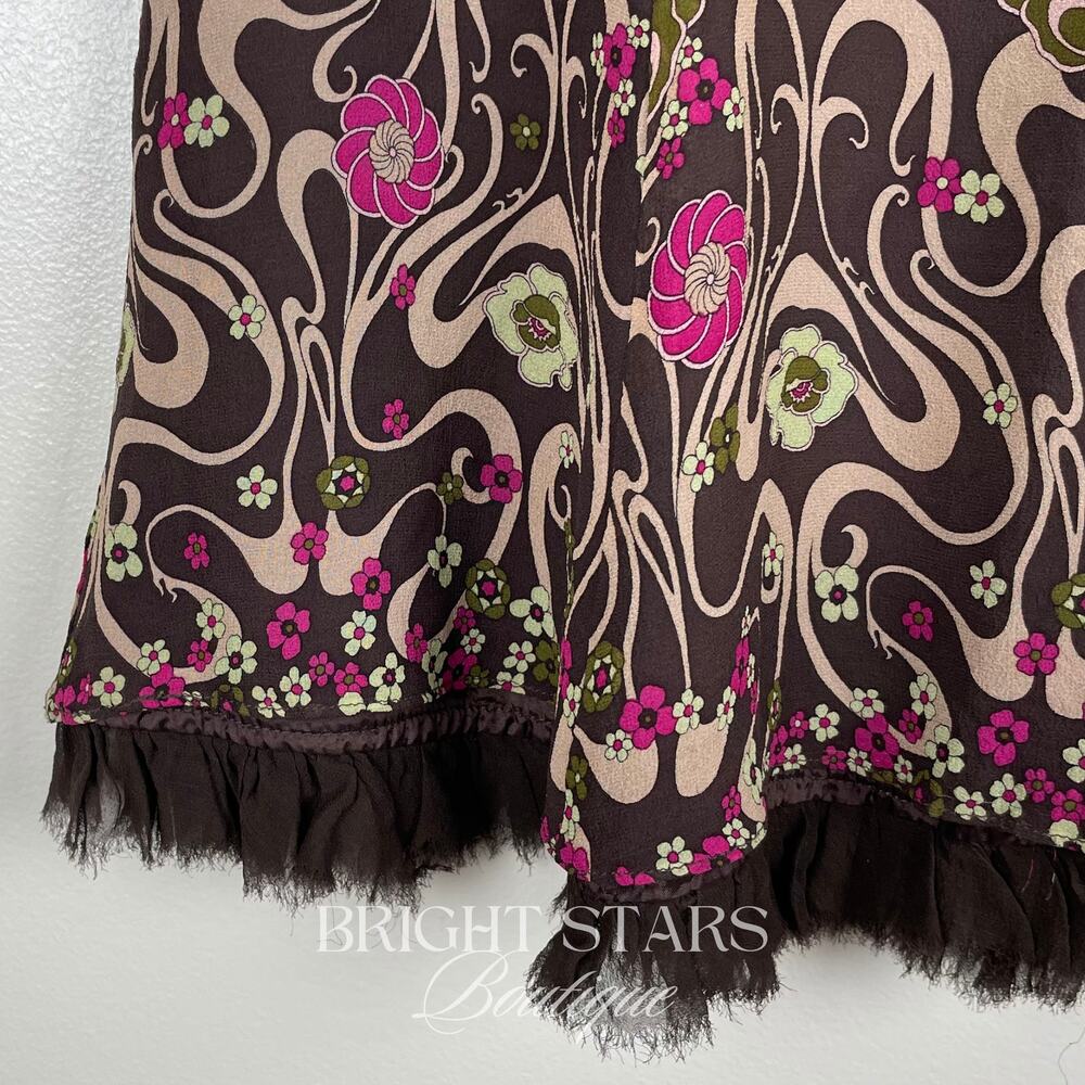 Rare Vintage Silk Floral Skirt ALT ASO Rory Gilmore Girls Brown Pink Y2K Vintage - Picture 6 of 10